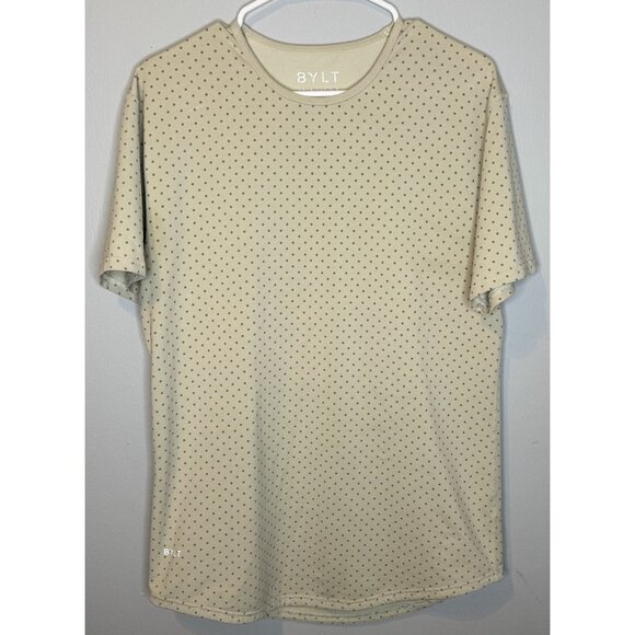 Bylt Drop Cut Short Lux Sleeve Shirt Medium Dots Beige - Picture 1 of 5